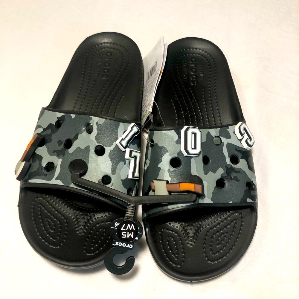 NWT Crocs Unisex Camouflage Slides Sandals Sizes M 5, W 7,